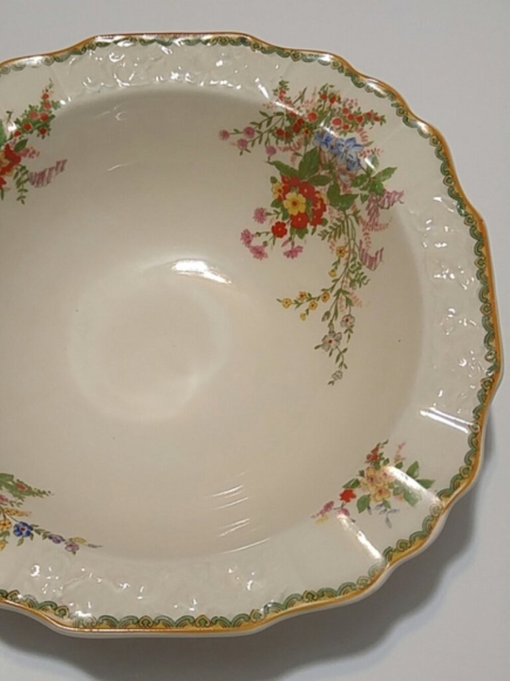 Myott Staffordshire England Vintage Devon Pattern England 1930-1935 Ivory Bowl
